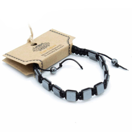 Bracelet Shamballa magnétique en hématite - Cubes plats