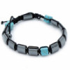 Bracelet Shamballa magnétique en hématite - Cuboïdes turquoise