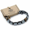 Bracelet Shamballa magnétique en hématite - Cuboïdes œil de tigre