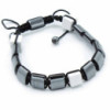 Bracelet Shamballa magnétique en hématite - Cuboïdes en jaspe blanc