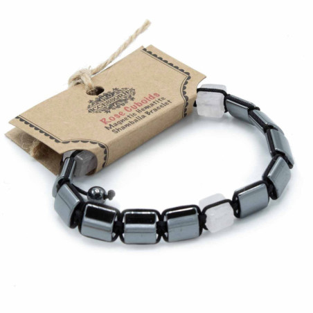 Bracelet Shamballa magnétique en hématite - Cuboïdes roses