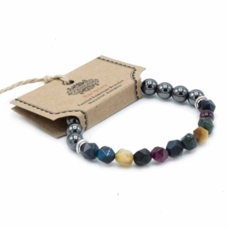 Bracelet en pierres précieuses à facettes - Arc-en-ciel magnétique