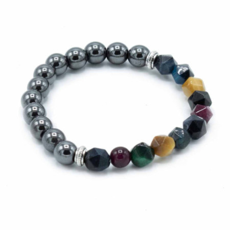 Bracelet en pierres précieuses à facettes - Arc-en-ciel magnétique