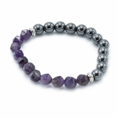 Bracelet en pierres précieuses à facettes - Améthyste magnétique