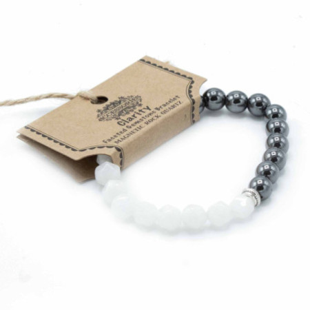 Bracelet en pierres précieuses à facettes - Quartz de roche magnétique