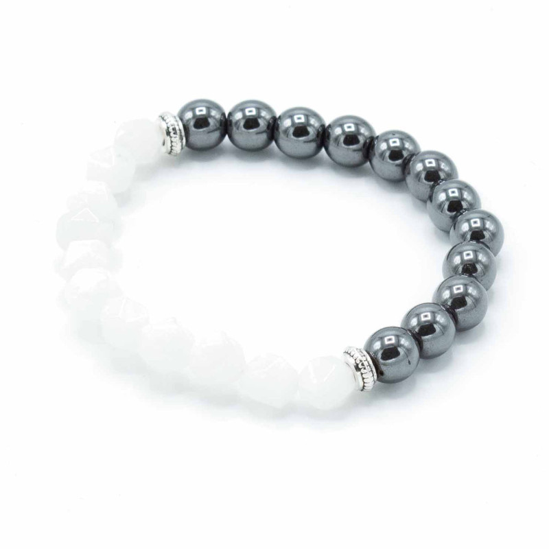 Bracelet en pierres précieuses à facettes - Quartz de roche magnétique