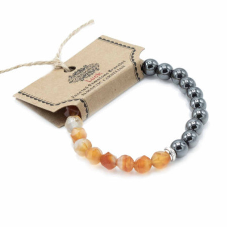 Bracelet en pierres précieuses à facettes - Cornaline magnétique