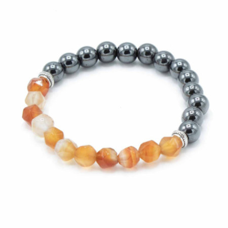 Bracelet en pierres précieuses à facettes - Cornaline magnétique
