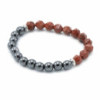 Bracelet en pierres précieuses à facettes - Jaspe rouge magnétique