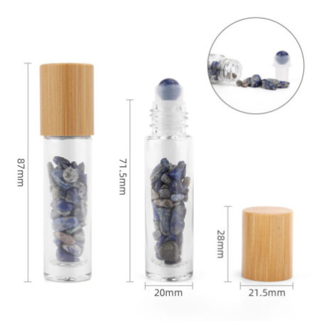 Flacon roller 5 ml en pierre Sodalite - bouchon bois