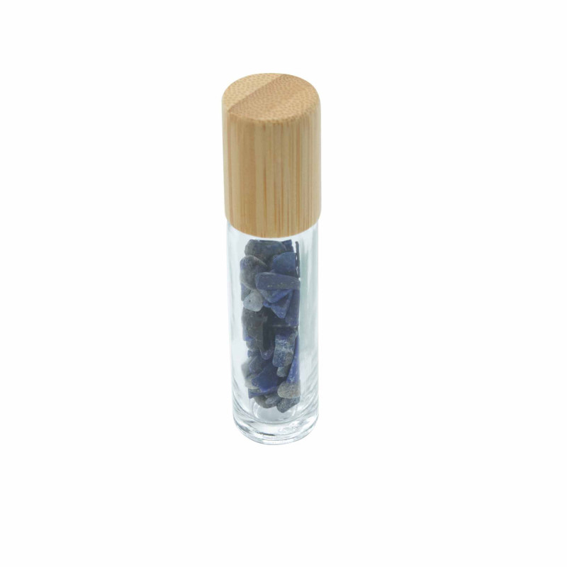 Flacon roller 5 ml en pierre Sodalite - bouchon bois
