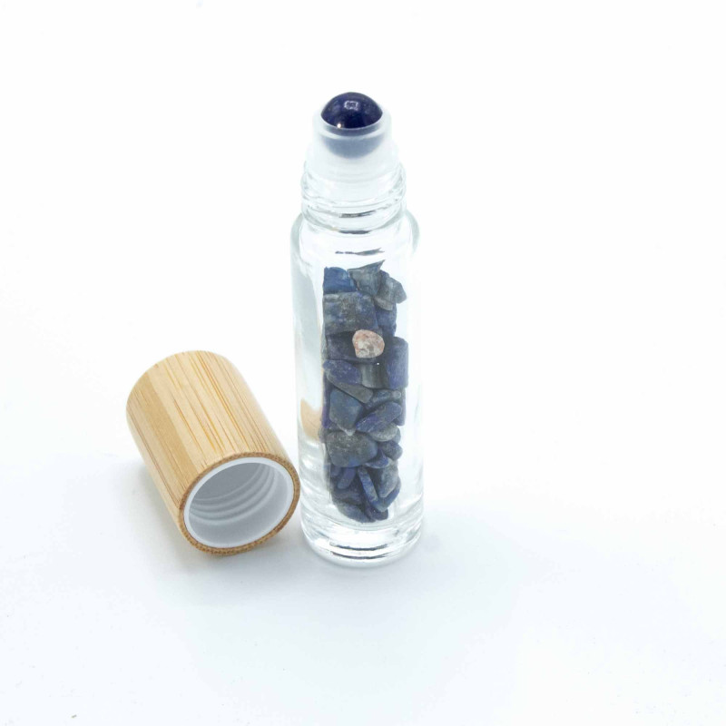 Flacon roller 5 ml en pierre Sodalite - bouchon bois