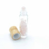 Flacon roller 5 ml en pierre Quartz rose - bouchon bois