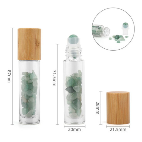 Flacon roller 5 ml en pierre Aventurine - bouchon bois