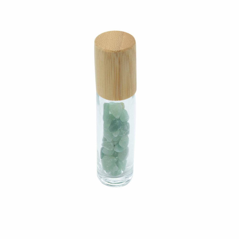 Flacon roller 5 ml en pierre Aventurine - bouchon bois