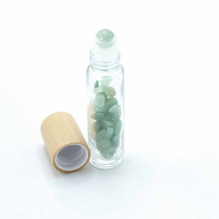Flacon roller 5 ml en pierre Aventurine - bouchon bois