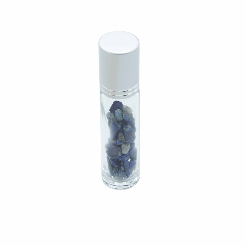 Flacon roller 5 ml en pierre Sodalite - bouchon argenté