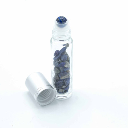 Flacon roller 5 ml en pierre Sodalite - bouchon argenté