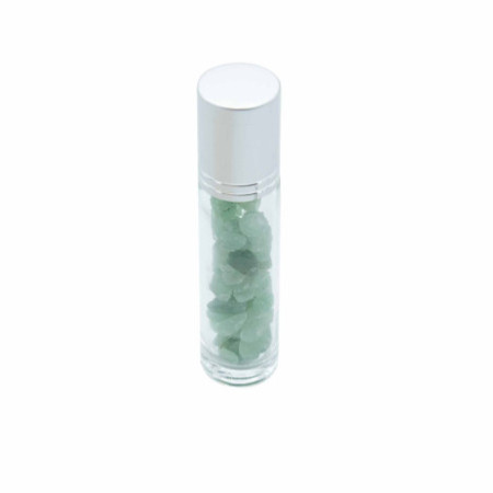 Flacon roller 5 ml en pierre Aventurine - bouchon argenté