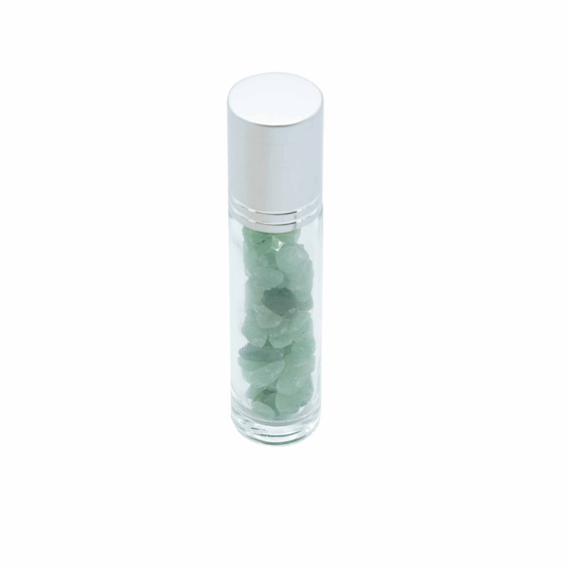 Flacon roller 5 ml en pierre Aventurine - bouchon argenté