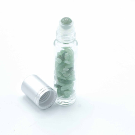 Flacon roller 5 ml en pierre Aventurine - bouchon argenté