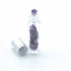 Flacon roller 5 ml en pierre Améthyste - bouchon argenté