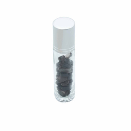 Flacon roller 5 ml en pierre Tourmaline noire - bouchon argenté
