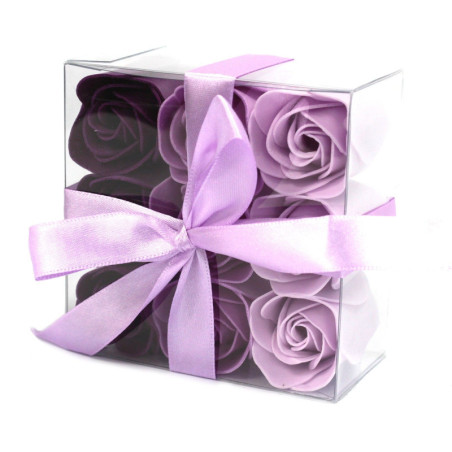 Lot de 9 fleurs de savon - Roses lavande
