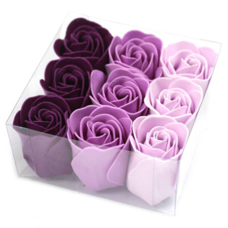 Lot de 9 fleurs de savon - Roses lavande