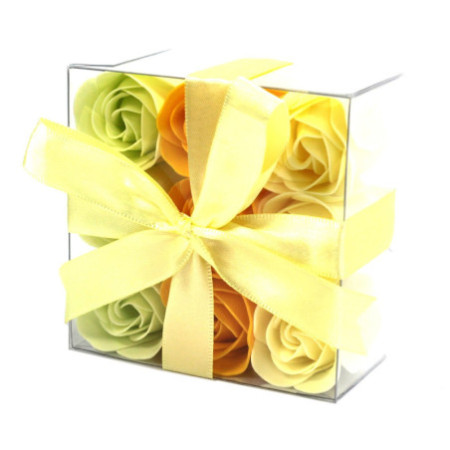 Lot de 9 fleurs de savon - Roses lavande