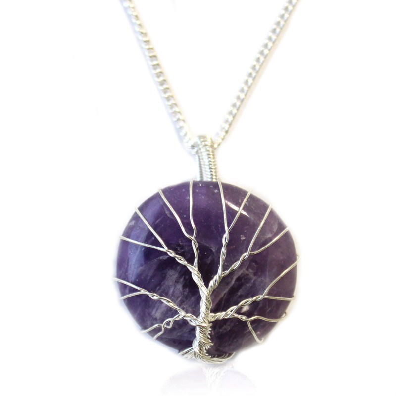 Collier Arbre de Vie en Pierres Précieuses - Améthyste