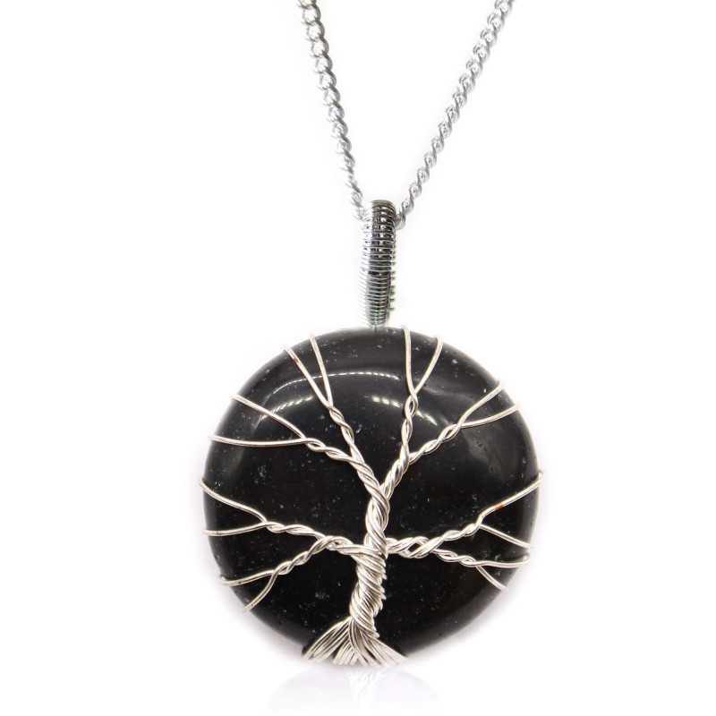 Collier Arbre de Vie en Pierres Précieuses - Onyx Noir