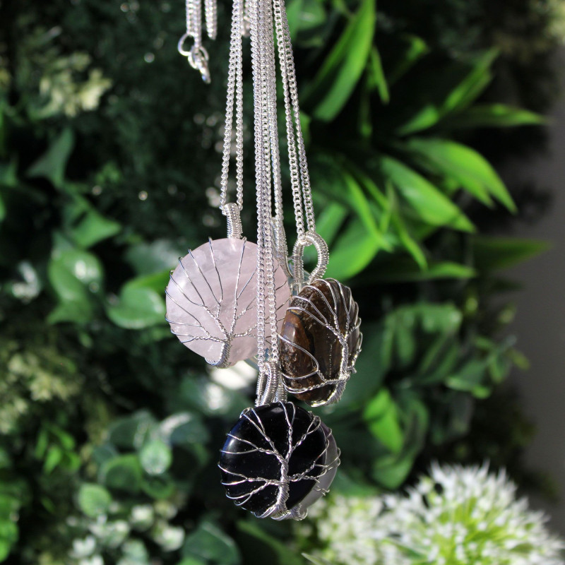 Collier Arbre de Vie en Pierres Précieuses - Onyx Noir