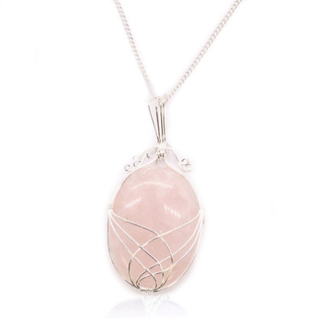 Collier de pierres précieuses enroulées en tourbillon - Quartz rose