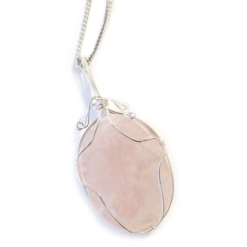 Collier de pierres précieuses enroulées en tourbillon - Quartz rose