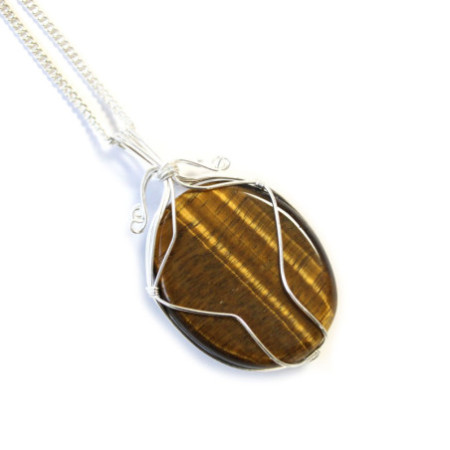 Collier en pierres précieuses enroulées en spirale - œil de tigre