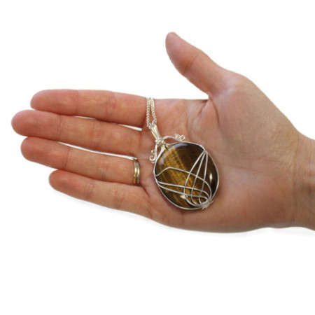 Collier en pierres précieuses enroulées en spirale - œil de tigre