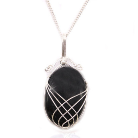 Collier en pierres précieuses enroulées en spirale - Onyx noir