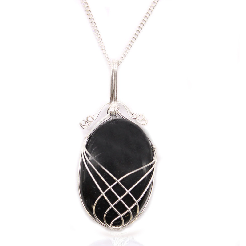 Collier en pierres précieuses enroulées en spirale - Onyx noir