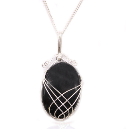 Collier en pierres précieuses enroulées en spirale - Onyx noir