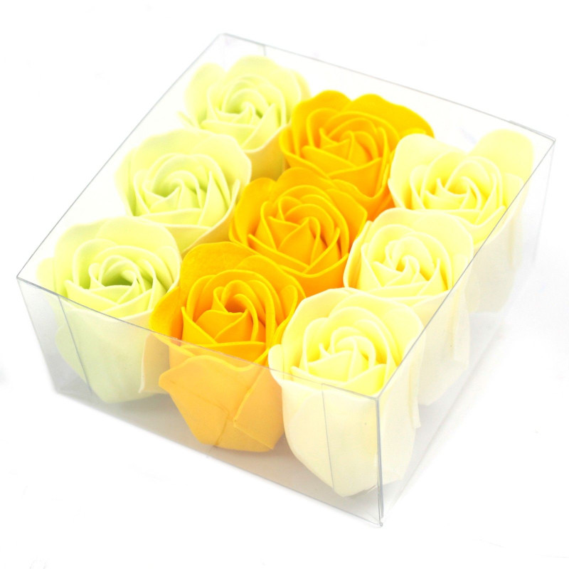 Lot de 9 fleurs de savon - Roses printanières