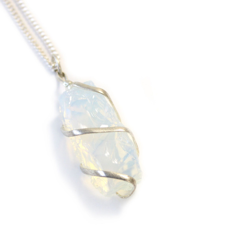 Collier enroulé en cascade - Opalite brute