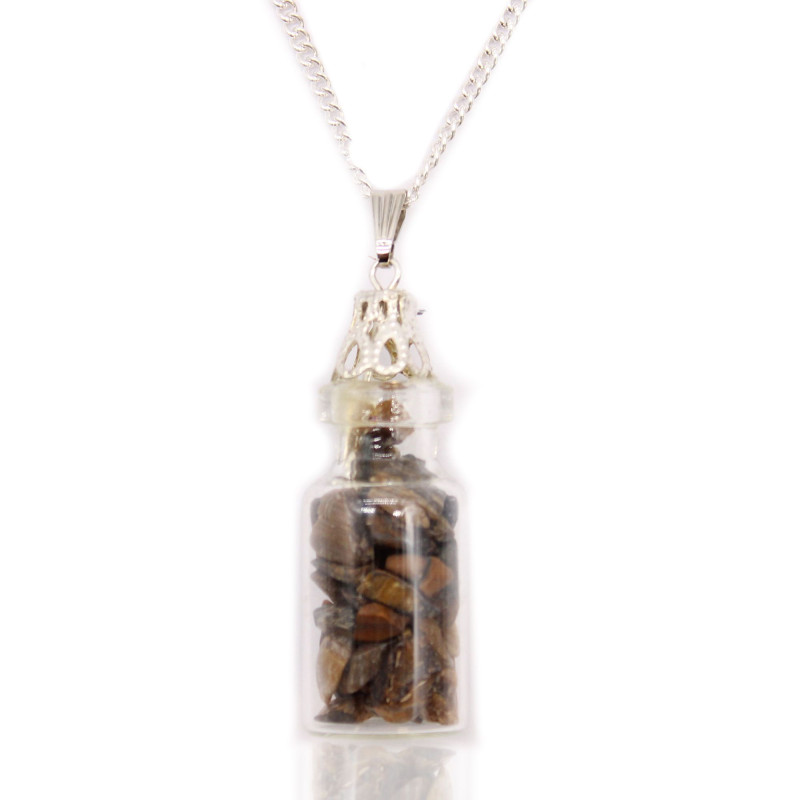 Collier de pierres précieuses en bouteille - œil de tigre