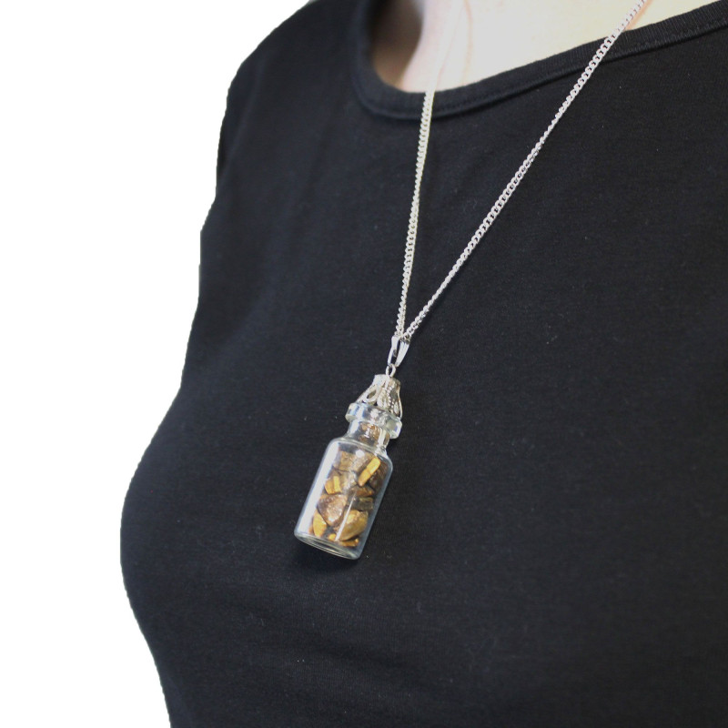 Collier de pierres précieuses en bouteille - œil de tigre