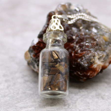 Collier de pierres précieuses en bouteille - œil de tigre