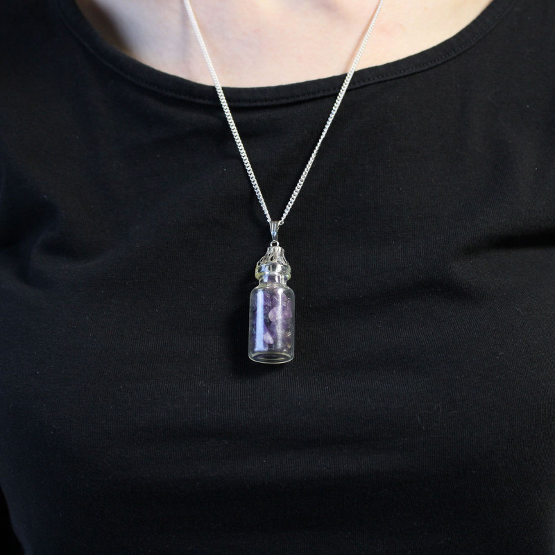 Collier de pierres précieuses en bouteille - Améthyste