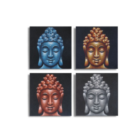 Lot de 4 têtes de Bouddha Sable Détail 30x30cm