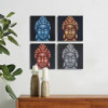Lot de 4 têtes de Bouddha Sable Détail 30x30cm