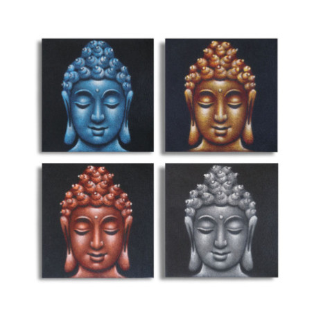 Lot de 4 têtes de Bouddha Sable Détail 40x40cm