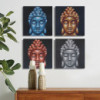 Lot de 4 têtes de Bouddha Sable Détail 40x40cm